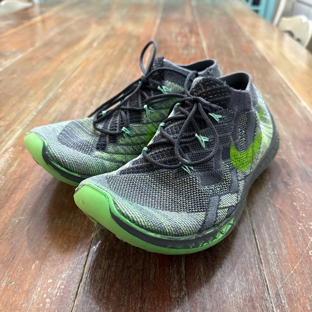 Nike Free Flyknit 3.0 Athletic Shoes Gray Neon Green Womens Size 7